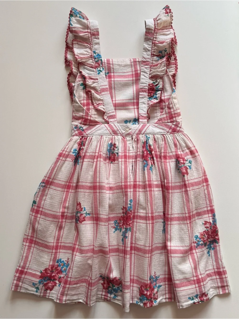 Ralph Lauren Girls' Floral Check Print Pinafore Dress - Size 5